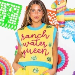 NWT Queen of Sparkles Ranch Water Queen sweater vest size large